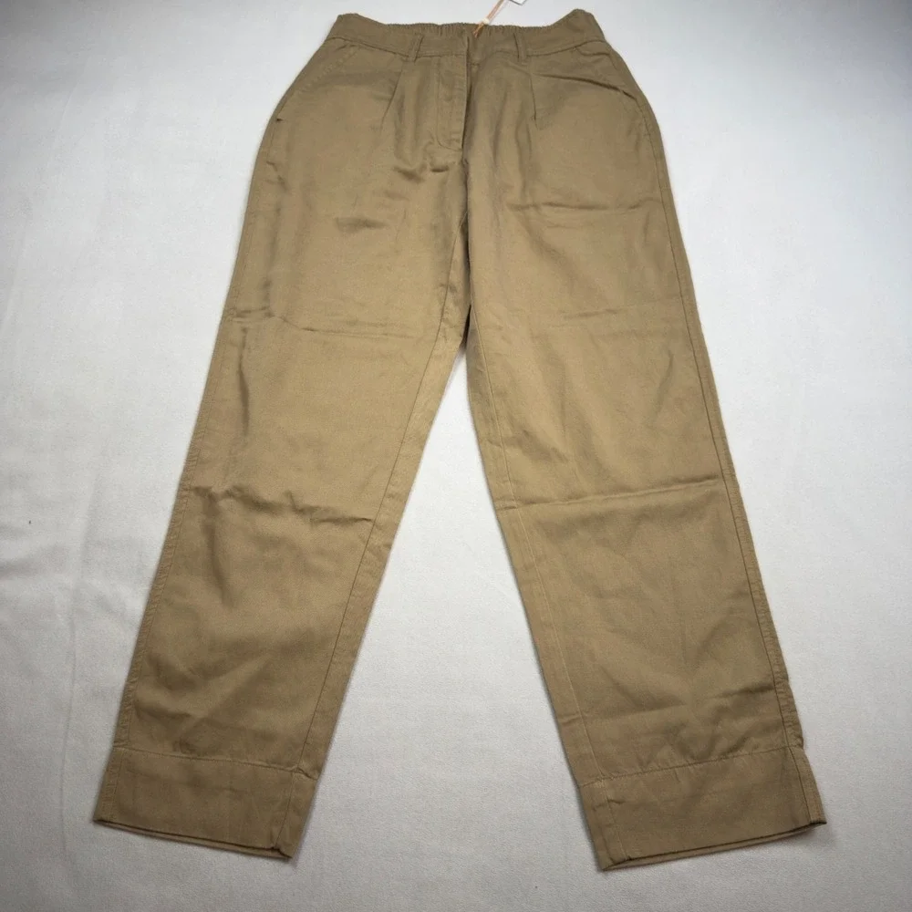 Quince Drapey Twill Tapered Trouser Baywood Tan Brown LB52279-DKBIZ01 Size 4 NWT